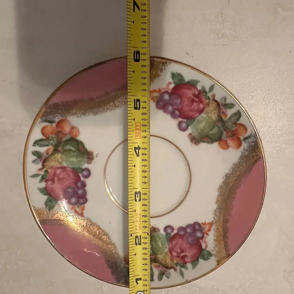 Napco VTG Original Hand Painted Saucer Numbered IYD-256 Fruit Theme 6” Diameter